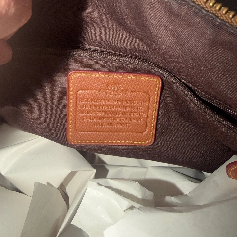 Coach Tan and Brown Signature Shoulder Bag